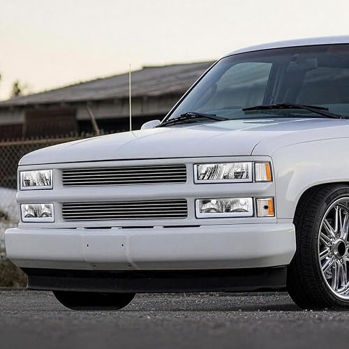 DNA Motoring HL-LB3-8P-C10-3G-CH-AM Juego de Faros LED DRL Estilo U + Señal + Esquinas para Chevy/GMC C/K 1500/2500 Suburban 1992-1999
