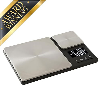 KitchenAid KQ909 Báscula digital de doble plataforma para cocina y alimentos, capacidad de 11 libras y capacidad de precisión de 16 onzas, color negro con acero inoxidable