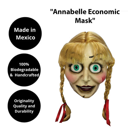 Ghoulish Productions Máscara de Annabelle la Muñeca Maldita Diabólica Poseída Disfraz de Película de Annabelle y el Conjuro Ideal para Halloween