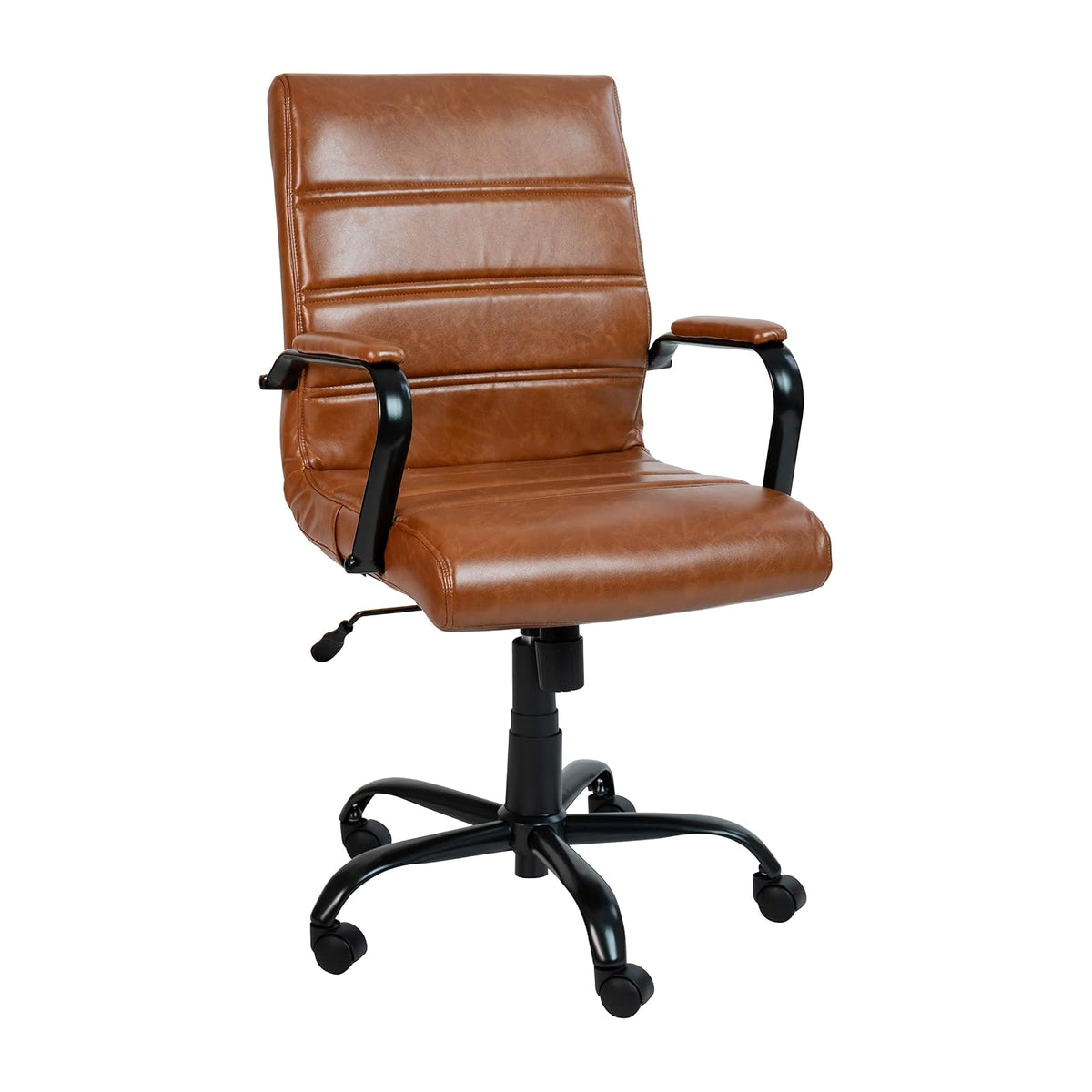 Flash Furniture Whitney Silla de Computadora Respaldo Medio LeatherSoft Café/Negro