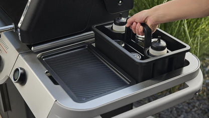 Weber Works 3400128 - Cesta de Almacenamiento portátil, 2 Piezas, se Puede Utilizar en Mesa Lateral, Apta para Modelos Slate 76 cm y Spirit (2025), Color Negro