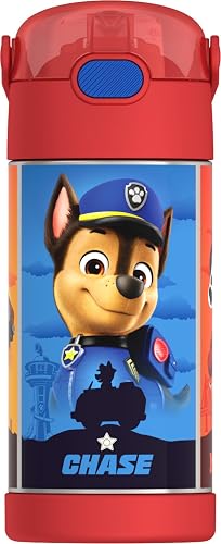 THERMOS FUNTAINER Botella de acero inoxidable con aislamiento al vacío para niños, 12 onzas, azul Paw Patrol