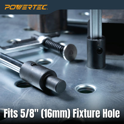 POWERTEC - Abrazadera de soldadura con mango en T - Apertura máxima de 6-1/2 pulgadas, profundidad de garganta de 3-1/4 pulgadas, se adapta a agujeros de mesa de soldadura de 16 mm, abrazadera de