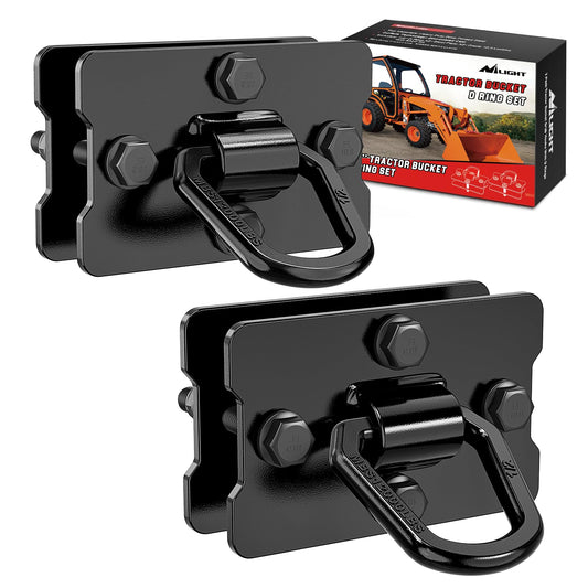 Nilight - 2 Anillos en D de 1/2 Pulgada para remolques de Alta Resistencia, Acero Forjado de Grado 70 atornillado con Placas traseras para cubeta de Tractor, RV, UTV Truck MBS 12000 Libras, Negro, 2