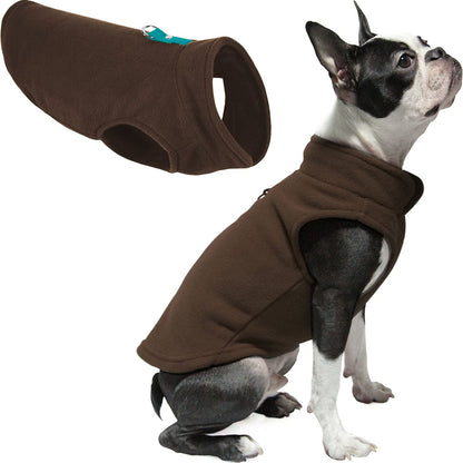 Gooby - Chaleco de forro polar para perro, color marrón, turquesa, talla XS – cálido suéter de forro polar con correa de junta tórica – Abrigo de invierno para perro pequeño – Ropa de perro para clima frío para perros pequeños macho o hembra