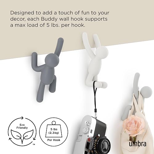 Umbra - 318165-023 Juego de 3 percheros decorativos Buddy para colgar en la pared