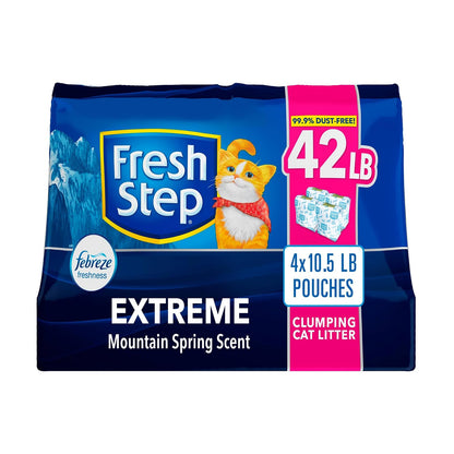 Fresh Step Extreme Scented Litter con el Poder de Febreze. Arena aglutinante para Gatos, Aroma Mountain Spring, 42 Libras (19 kg)
