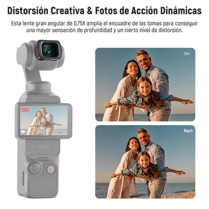 NEEWER Lente Gran Angular de 0.75X Compatible con dji OSMO Pocket 3, Campo de visión ampliado de 108°, Objetivo de cámara asférica recubierta magnética, Accesorios Action CAM, LS-45