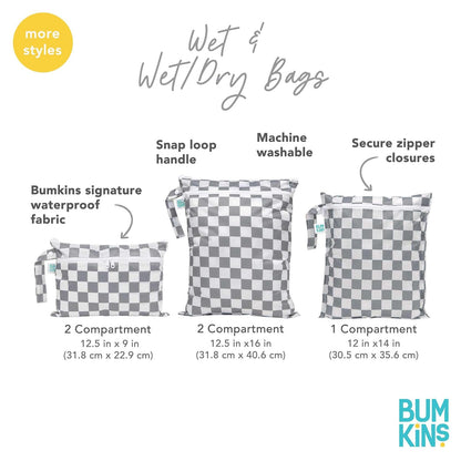 Bumkins - Bolsa húmeda impermeable para bebé, viajes, traje de natación, pañales de tela, piezas de bomba, piscina, playa, ropa de gimnasio, artículos de cambiador, gancho para carriola, guardería