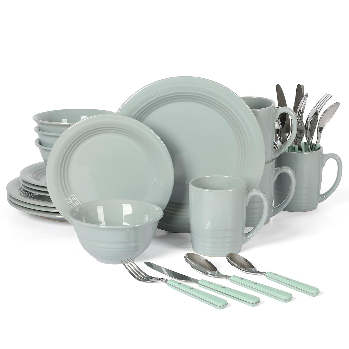 Martha Stewart Empress Bouquet Vajilla de Porcelana Floral - Service for 4 (32pcs) - Azul