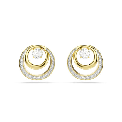 arete Swarovski Hyperbola, corte redondo, blanco, baño dorado