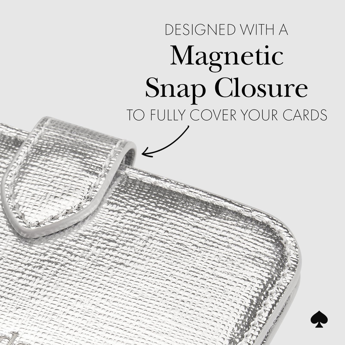 Kate Spade New York Morgan, portafolios magnética para teléfono/Tarjetero – Compatible con teléfonos y Fundas MagSafe – Metallic Silver