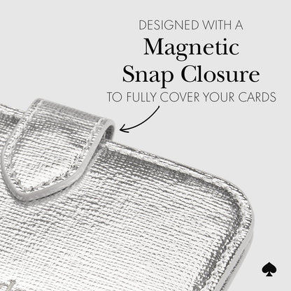 Kate Spade New York Morgan, portafolios magnética para teléfono/Tarjetero – Compatible con teléfonos y Fundas MagSafe – Metallic Silver
