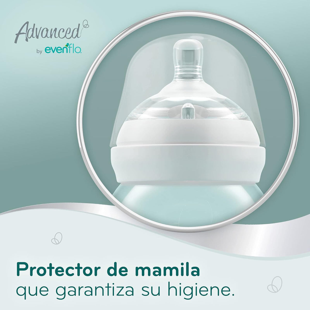 Evenflo Advanced Biberones Anticólicos Cuello Ancho, Azul y Teal, Flujo Medio, 270ml, Silicón Libre de BPA, Sistema Doble Válvula, 2 Piezas