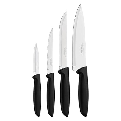 TRAMONTINA - Juego de Cuchillos de Cocina Plenus de Acero Inoxidable y Mangos de Poliprolipeno4 Piezas - Negro