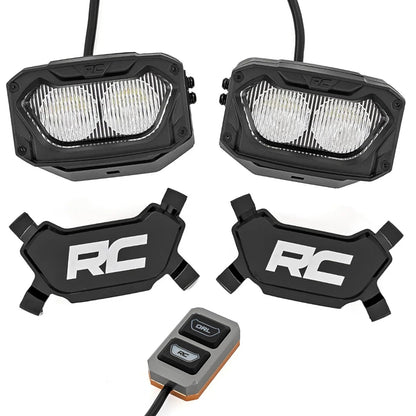 Rough Country - Cápsulas de luz LED de 5 pulgadas con DRL ámbar y blanco, 8.000 lúmenes, LED CREE de 40 W, luces todoterreno con haz de inundación, IP67 impermeable (juego de 2)