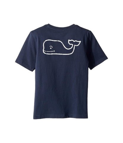 Vineyard Vines - Playera de Manga Corta con Bolsillo de Ballena clásico para niños, Gorra Blanca, Medium