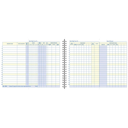 Adams Weekly Payroll Record, capacidad de 20 empleados, encuadernación en espiral, 11 x 8.5 pulgadas, blanco, (AFR50)