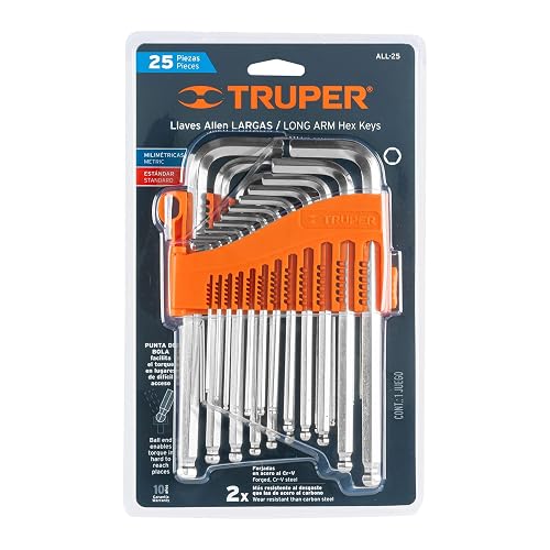 Truper ALL-25, Juego de 25 llaves Allen standard y milimétricas c/estuche