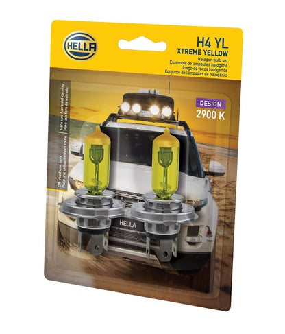 Hella H4 YL Kit de 2 Focos Extreme Yellow H4/ 9003/ HB2. Número de Parte : H4 YL en Blíster, color Amarillo, 9003, pack of/paquete de 2