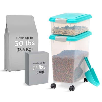 IRIS USA, Inc. Recipiente hermético para almacenar alimentos y dulces para mascotas, color azul (500089)