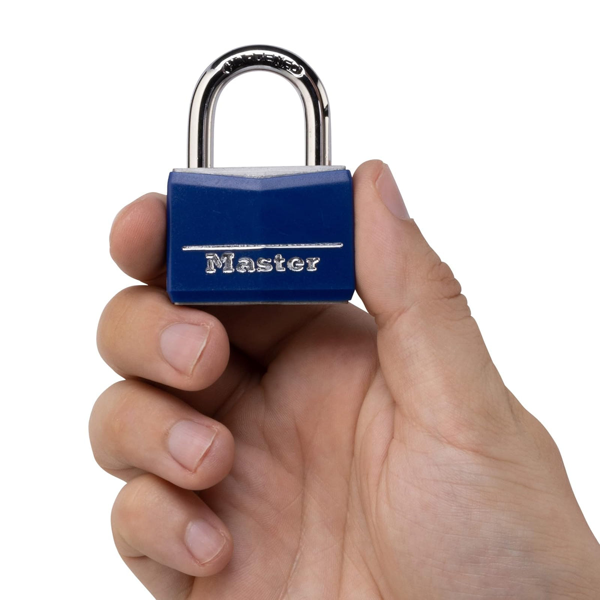 Master Lock 142DCM Candado de Cuerpo Sólido de 40mm con Cubierta de Vinil, color Azul