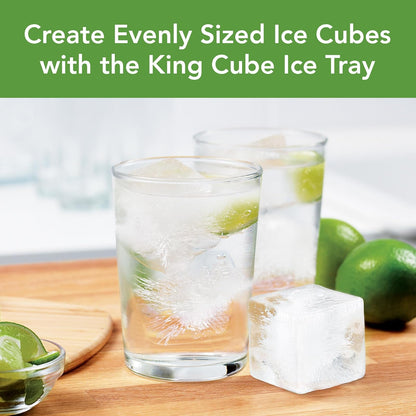 Tovolo King, whisky y licores XL de 2 pulgadas, silicona sin BPA, cubeta de hielo seguro para lavaplatos, bandeja individual con tapa, carbón