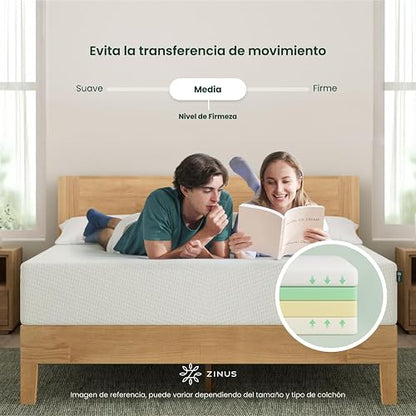 Zinus Green Tea Premium | Colchón King de Memory Foam con Esencia de Té Verde Que alinea la Columna Vertebral y bloquea la Humedad | Garantía de 10 años