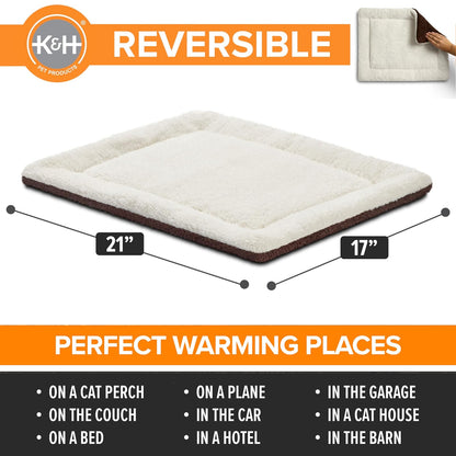 K&H Pet Products Almohadilla autocalentable para Mascotas, Oatmeal/Chocolate, Small (21" x 17")
