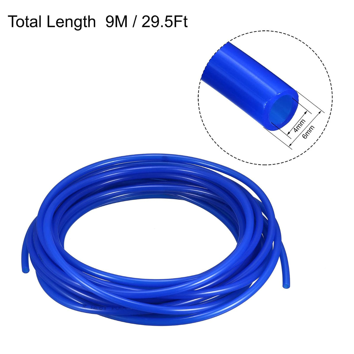uxcell a13080200ux0301 - Tubo de manguera de aire (poliuretano, 9 m, 6 mm, diámetro exterior, 4 mm), color azul