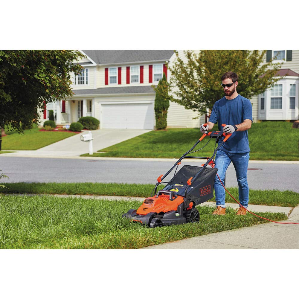 Black+Decker - Podadora eléctrica con manubrio de Bicicleta, 38 cm (15 Pulgadas), 10 A, con Cable (BEMW472BH)
