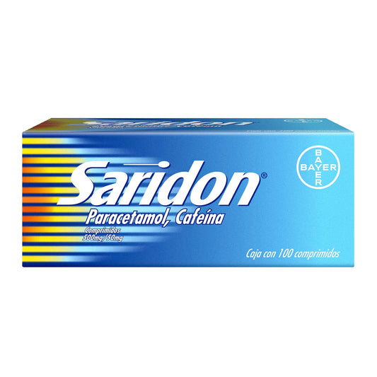 Saridon Analgésico, Alivio Del Dolor 2 Veces Más Rápido, Paracetamol 500mg y Cafeína 50mg, 100 Comprimidos