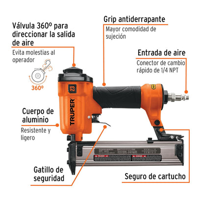 Truper CLNE-23, Clavadora neumática, profesional, calibre 23