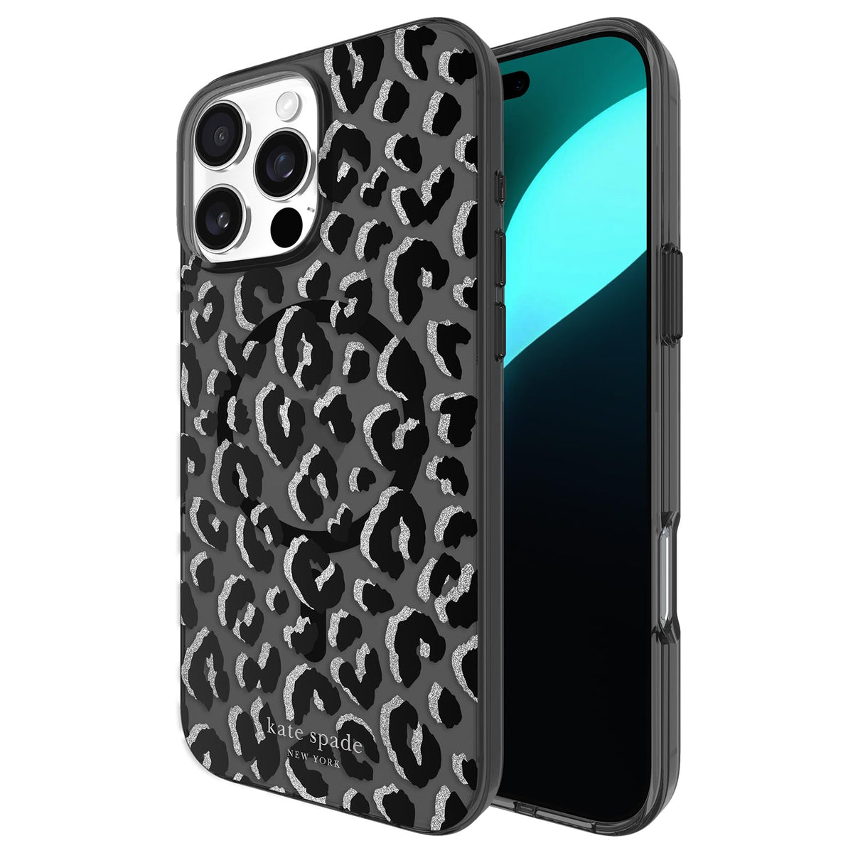 Kate Spade New York Funda para iPhone 16 Pro Max, Compatible con MagSafe - City Leopard Black