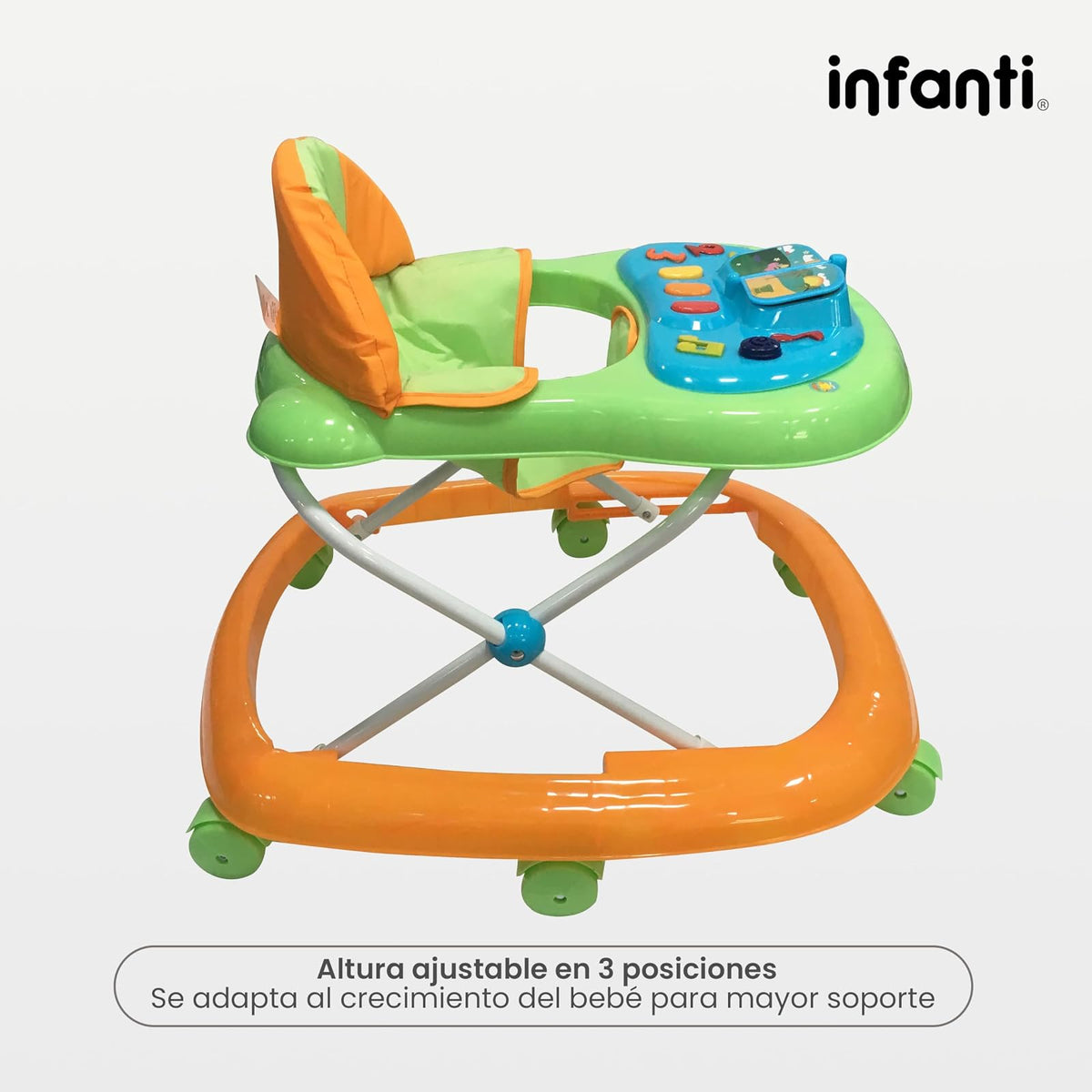 INFANTI | Andadera para Bebé MY LITTLE STEPS | Facil Plegado con 3 Alturas Ajustables | Color Naranja
