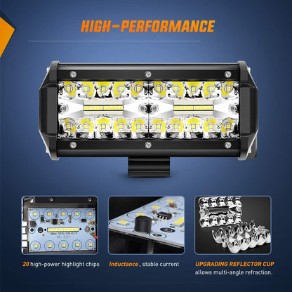 Nilight ZH321 Kit de 2 Barras LED de 120W para Conducción Impermeable Triple Filas con Interruptor 5 Pines y Arnés 16AWG, Blanco
