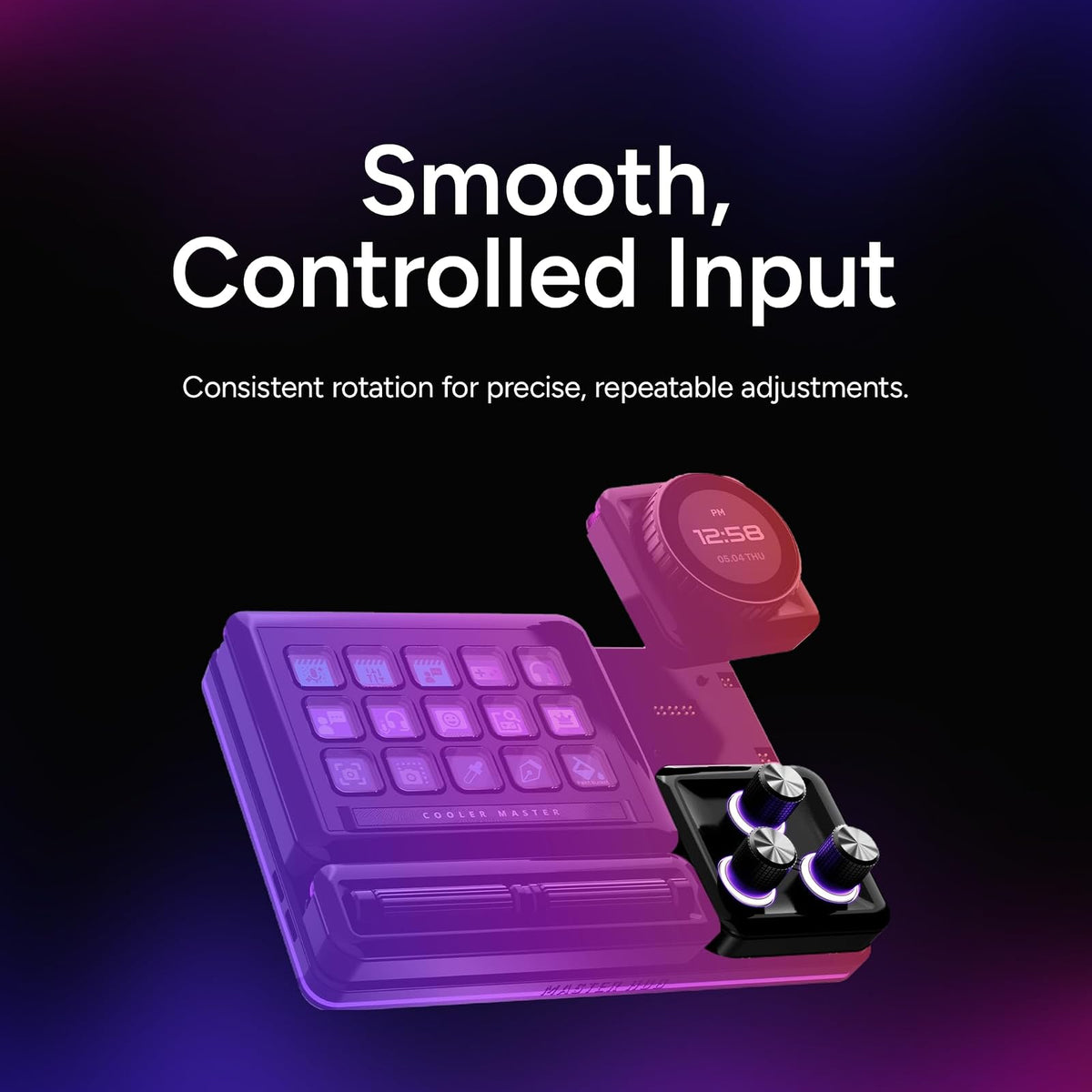 Cooler Master MasterHUB 3xKnob Module: MHKB03AA22 Plataforma Modular Freeform 2.0 - Control de precisión con perillas Personalizables y LED RGB