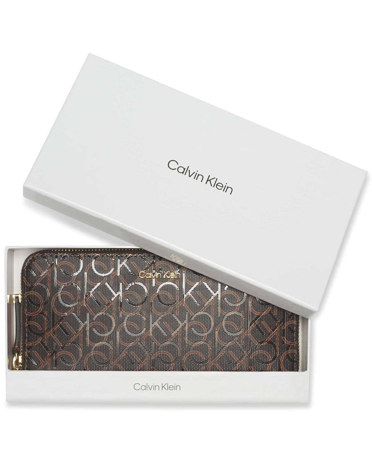 Calvin Klein Cartera Saffiano Continental con cremallera alrededor con correa para la muñeca