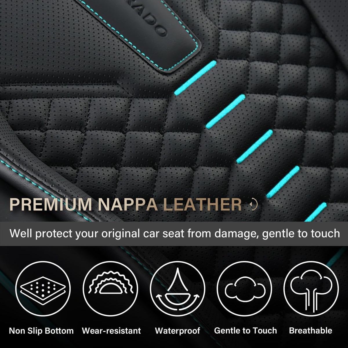 Coverado Fundas de Asiento de Automóvil, Fundas de Asiento Delantero, Paquete de 2 Fundas universales para Asiento de Automóvil, Fundas de Asiento Impermeables de Piel de Nappa, Protectores de Asiento de