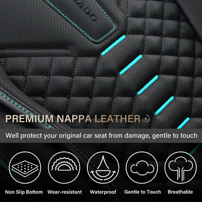Coverado Fundas de Asiento de Automóvil, Fundas de Asiento Delantero, Paquete de 2 Fundas universales para Asiento de Automóvil, Fundas de Asiento Impermeables de Piel de Nappa, Protectores de Asiento de