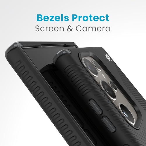 Speck Presidio 2 Grip - Funda para Samsung Galaxy S24 Ultra, protección contra caídas y cámaras, agarre seguro suave al tacto, compatible con carga inalámbrica, absorbente de golpes, funda para Galaxy