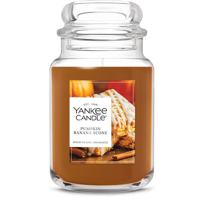 Yankee Candle - Vela Perfumada en Tarro Grande, 22 oz - Large Jar - Scone de calabaza y plátano