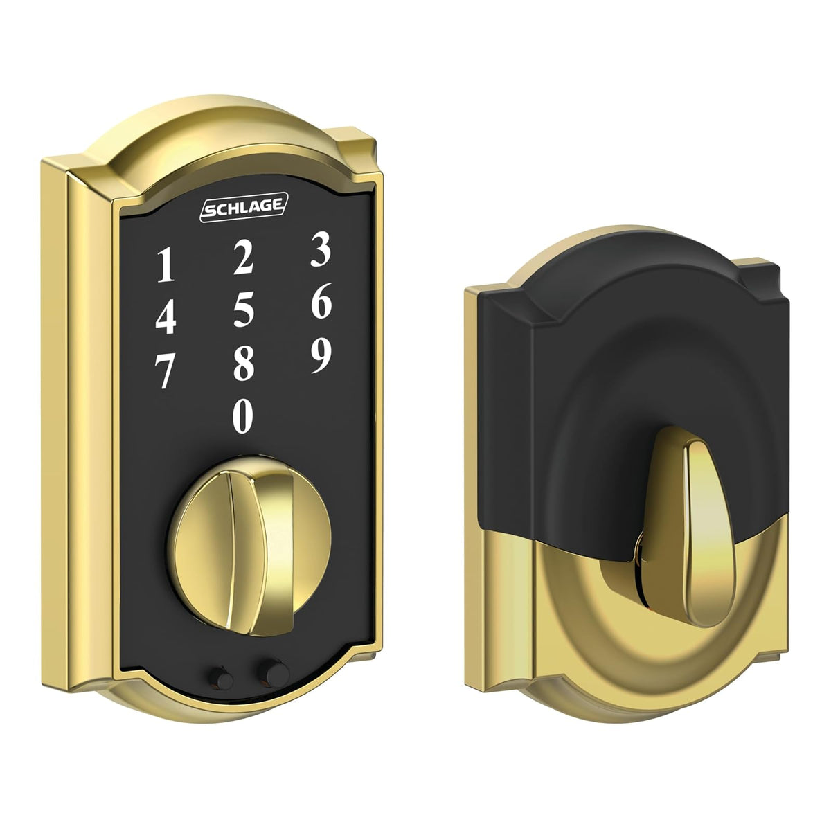 Schlage Cerradura Touch con Pantalla Táctil, Varios Acabados - Camelot - Bright Brass