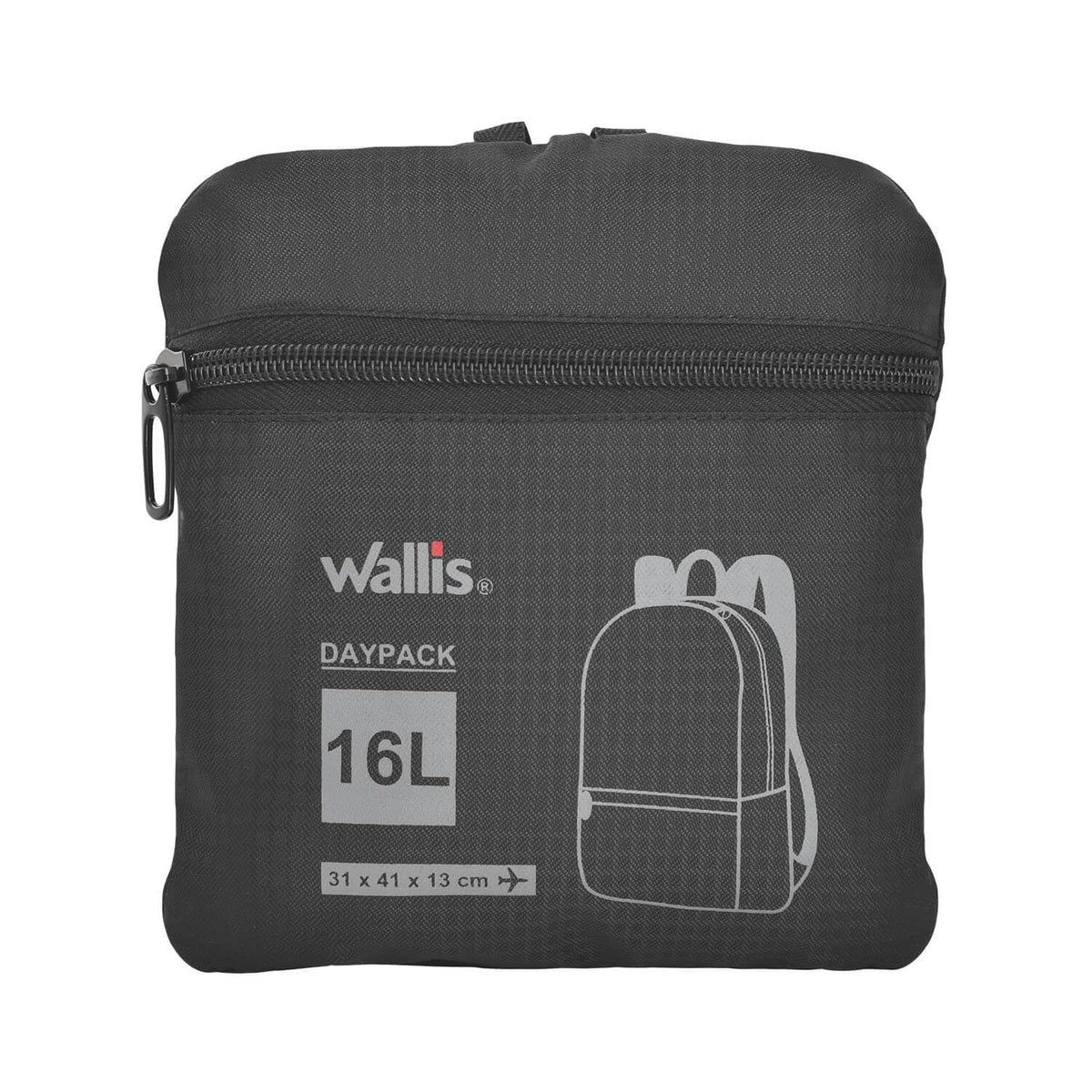 Mochila de viaje plegable 16 L con funda, negro