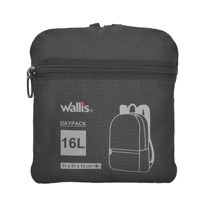 Mochila de viaje plegable 16 L con funda, negro