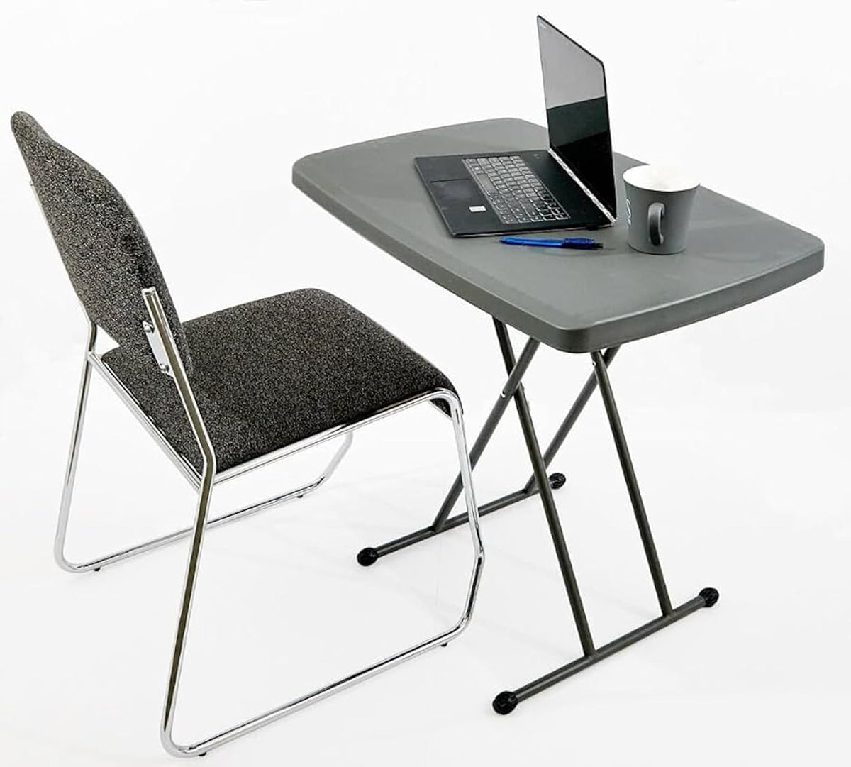 Iceberg IndestrucTable TOO Serie 1200, mesa plegable personal, interior/exterior, grado comercial, carbón, 20 pulgadas de ancho x 30 pulgadas de pulgadas