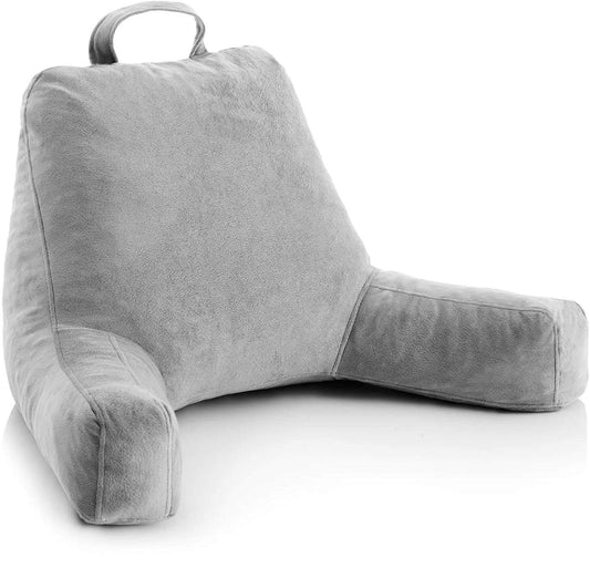 Linenspa - Almohada de Lectura con Memory Foam en Trozos - Cojín para Leer o Descansar - Soporte para Espalda - Para Niños o Adultos - Tamaño Estándar - Color Gris