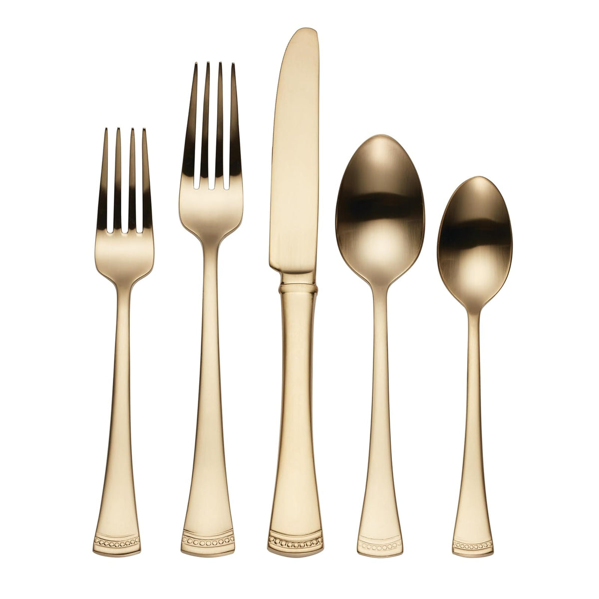 Lenox Cubiertos Portola Gold 20 Piezas para 4 Comensales, Acero Inoxidable 18/10, Acabado Dorado Satinado