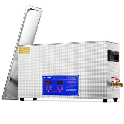 VEVOR Limpiador ultrasónico de armas de 10 l, máquina de limpieza ultrasónica profesional de 300 W con temporizador y calentador, limpiador ultrasónico digital de 40 kHz con cesta para piezas de armas