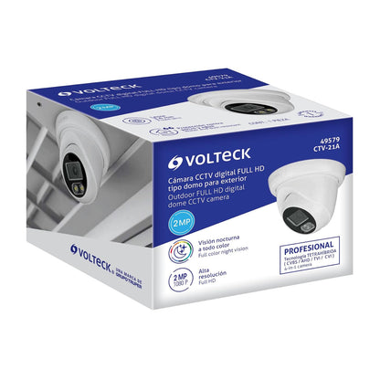 Volteck CTV-21A, Cámara Tipo Domo 2MP Lente 3.6mm Protección contra Polvo y Agua